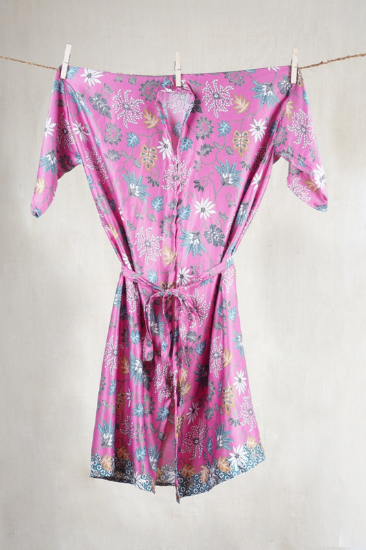 Flamingo Pink Balinese Silk Kimono