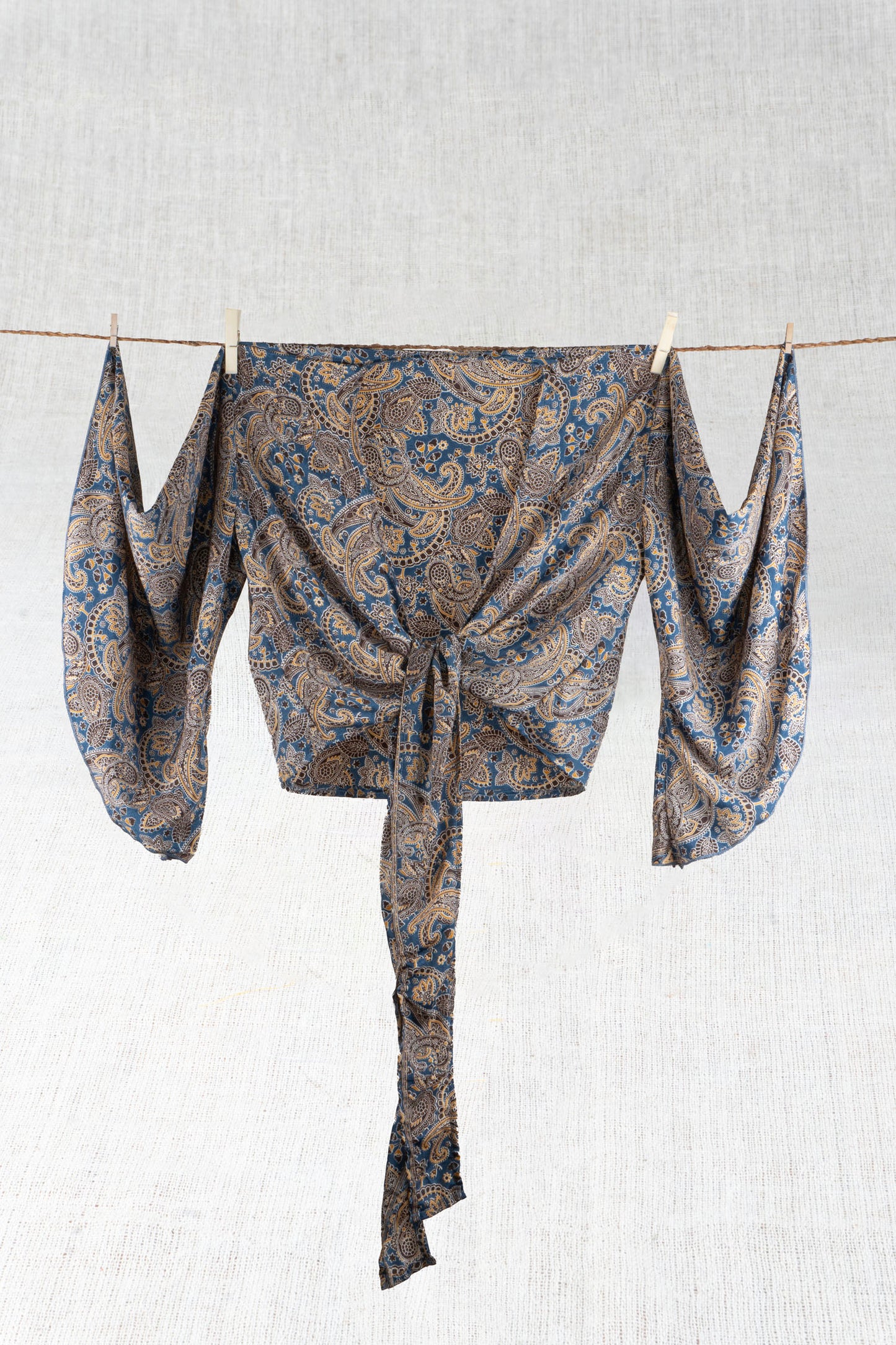 Navy Nirvana Silk Cropped Top