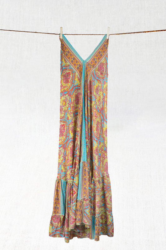 Teal Temptation Silk Indian Long Dress.