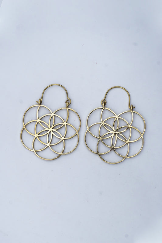 Flower of Life Geometric Hoop Earrings