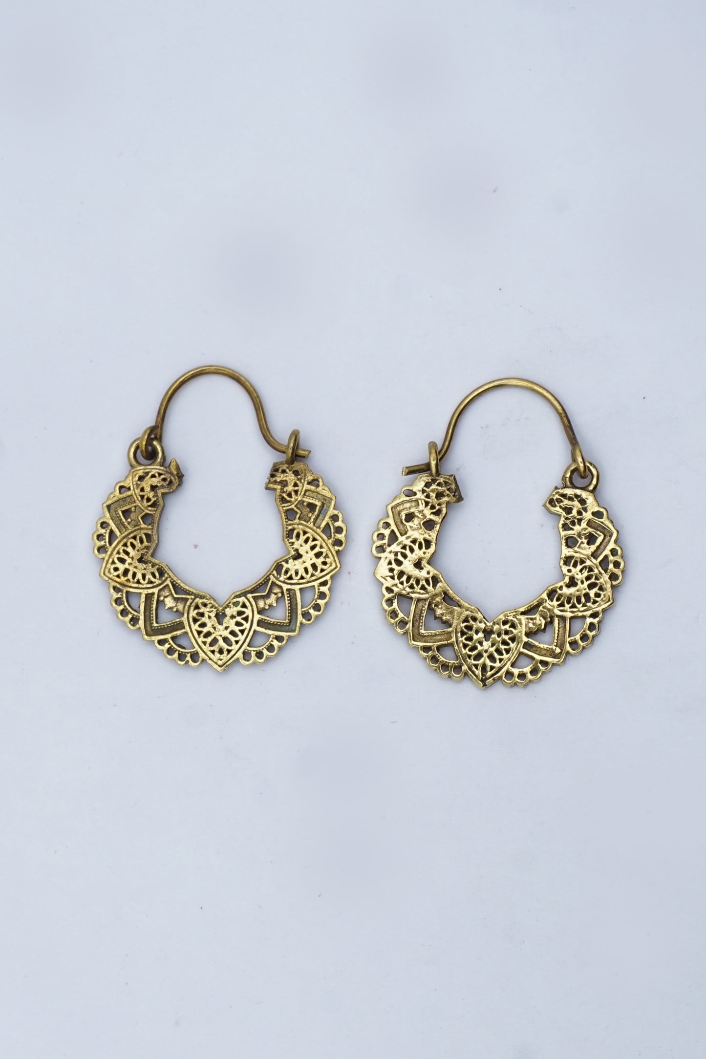 Vee Open Engraved Hoop Earrings