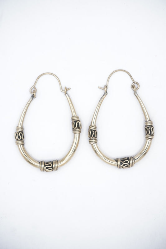 Studded Oval Classic Brass Hoops
