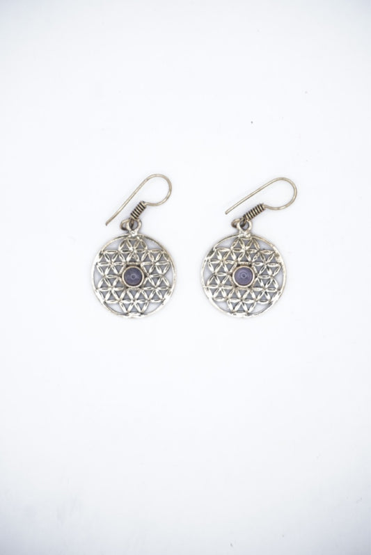 Flower of Life Stone Dangle Earrings