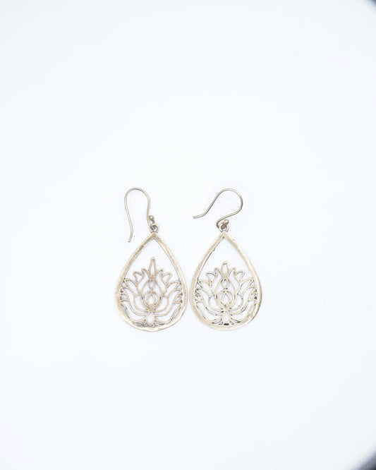 Fire Flower Brass Dangle Earring