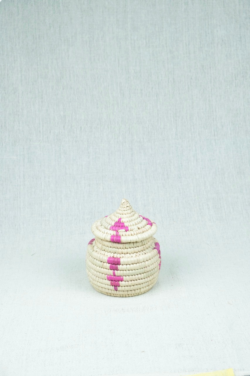 Dusty Rose Palm Wicker Bowl XS