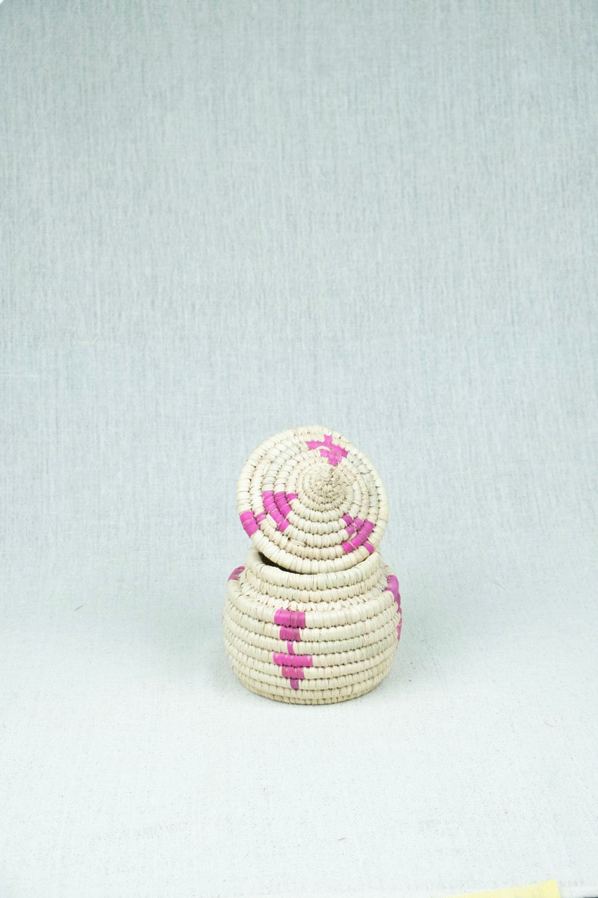 Dusty Rose Palm Wicker Bowl XS