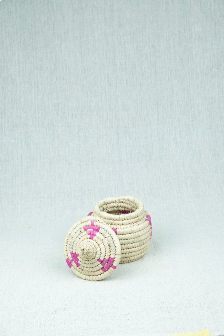 Dusty Rose Palm Wicker Bowl XS