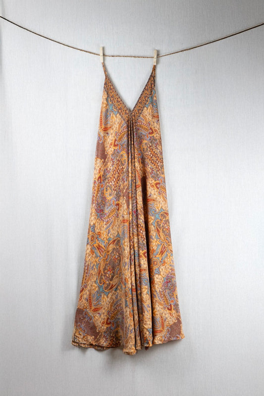 Sundar Saffron Silk Long Dress