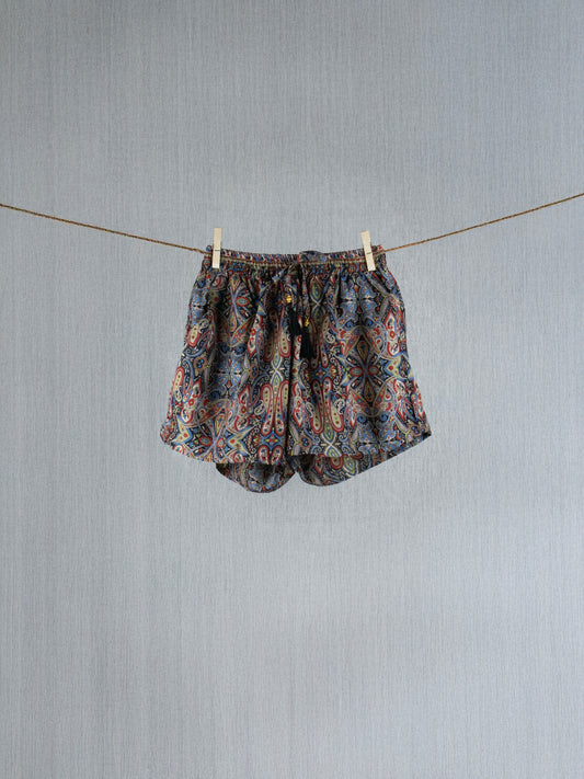 Festive Noir Crepe Silk Shorts