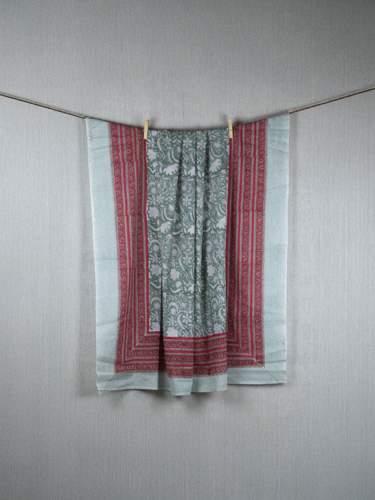 Blush Petals Dupartta - Hand block printed