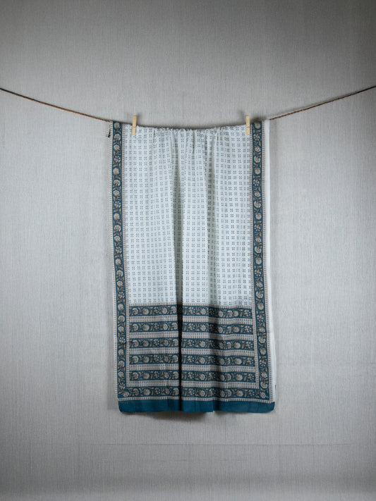 Cloudy Blue Dupartta - Hand block printed