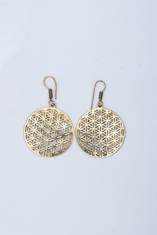 Flower of Life Round Geometric Dangle Earrings