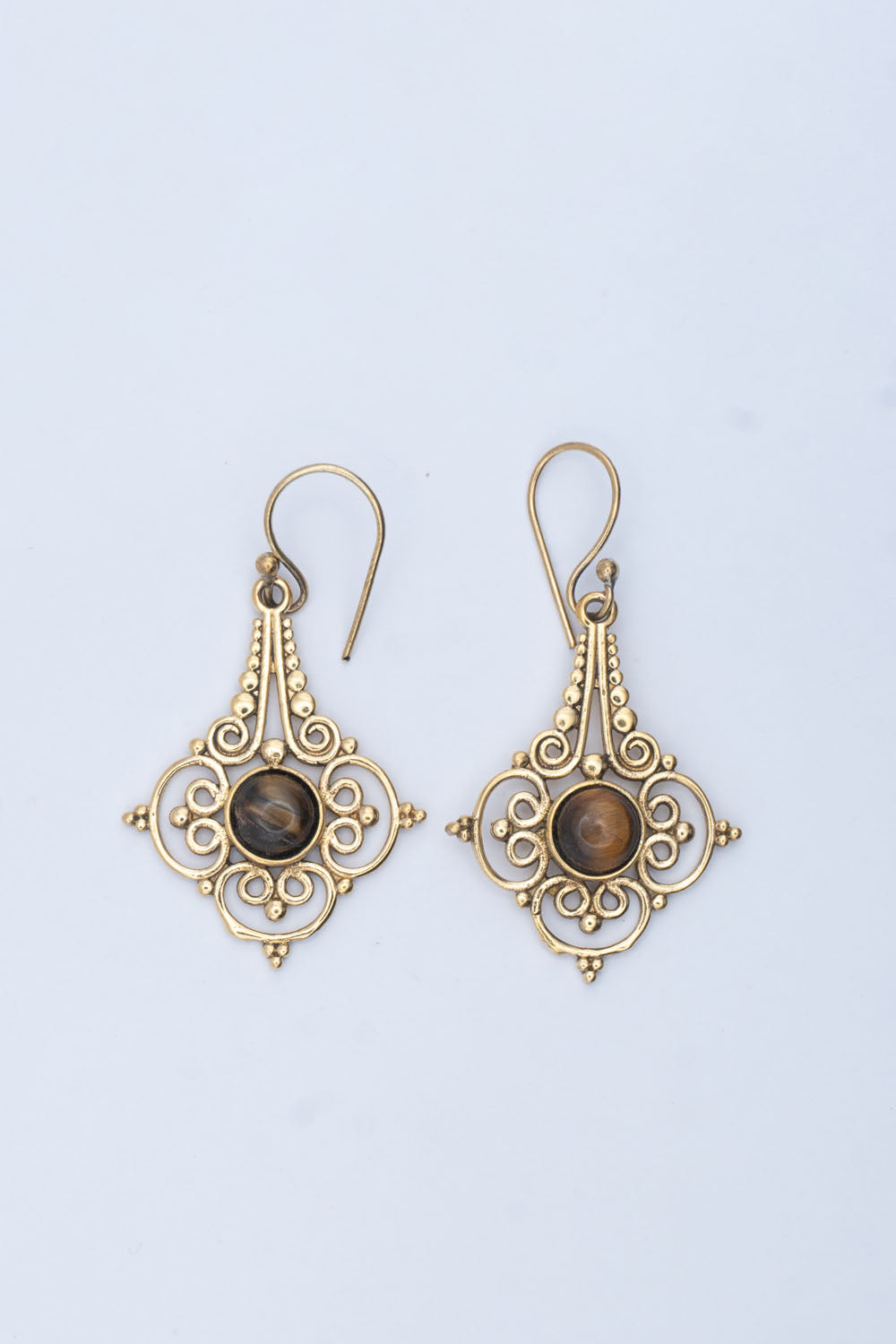 Colored Engraved Stone Dangle Earrings