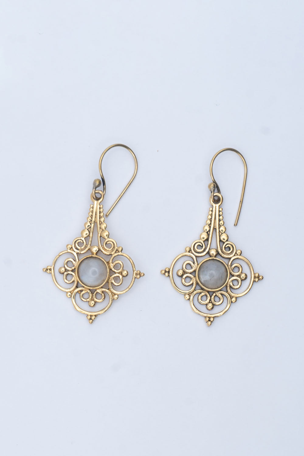 Colored Engraved Stone Dangle Earrings