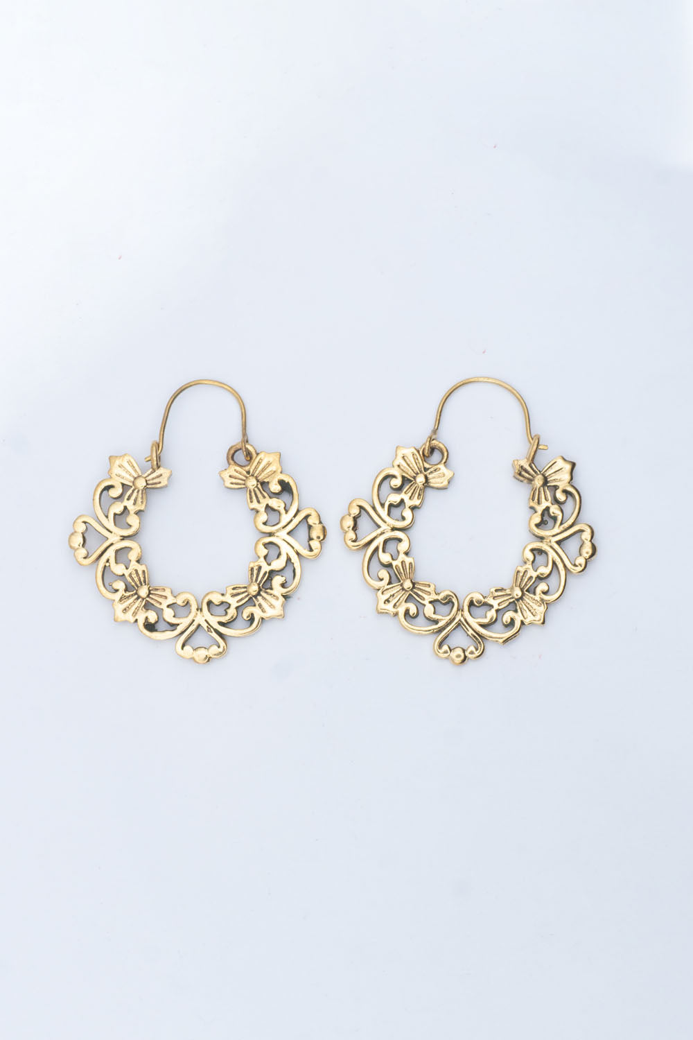 Ornated Floral Hoop Earrings