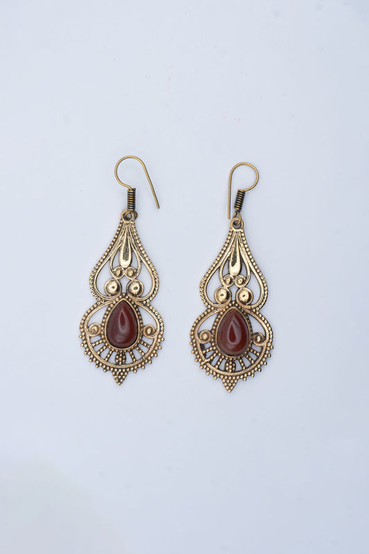 Spada Open Engraved Dangle Earrings