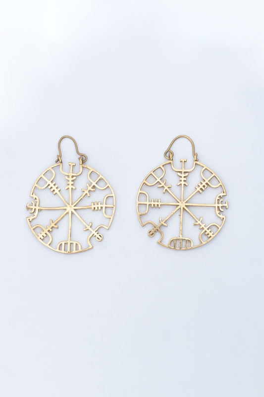 Viking Compass Hoop Earrings