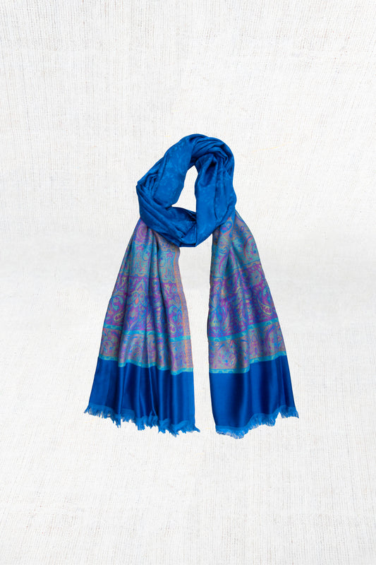 Indigo Illusion Silk Cashmere Scarf