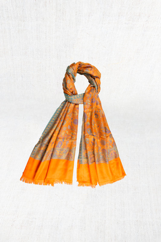 Orange Oasis Silk Cashmere Scarf