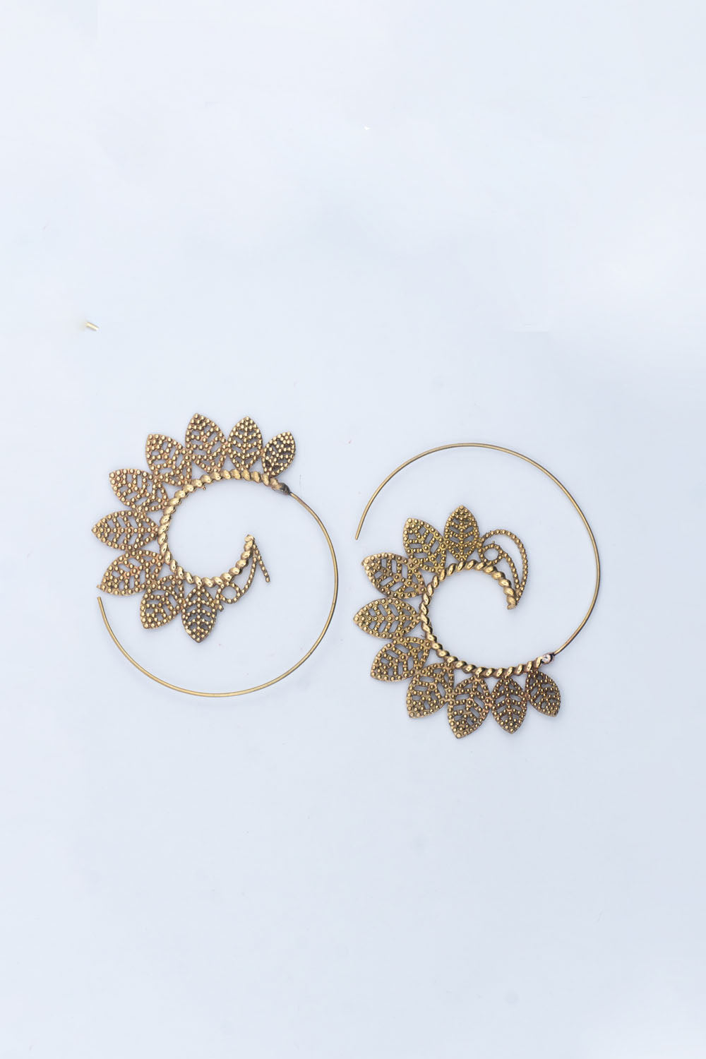 Dotted Leaf Spiral Earrings