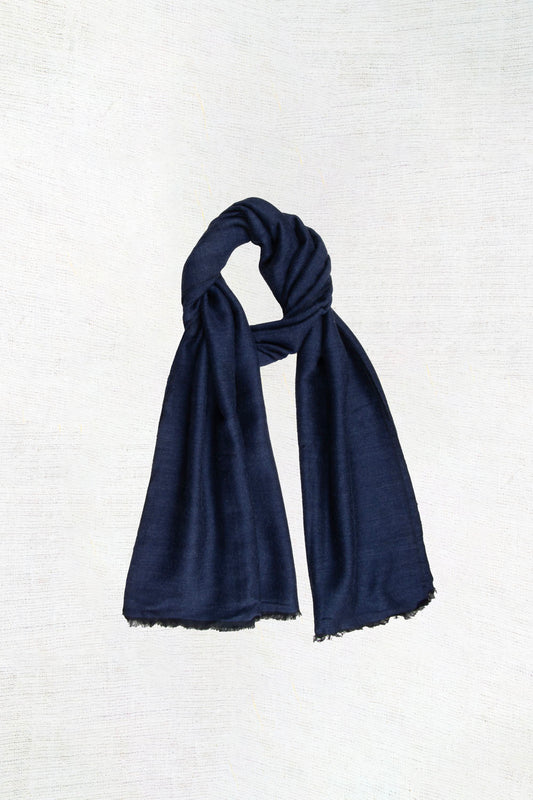 Plain Small Pure Cashmere Shawl  (Indigo)
