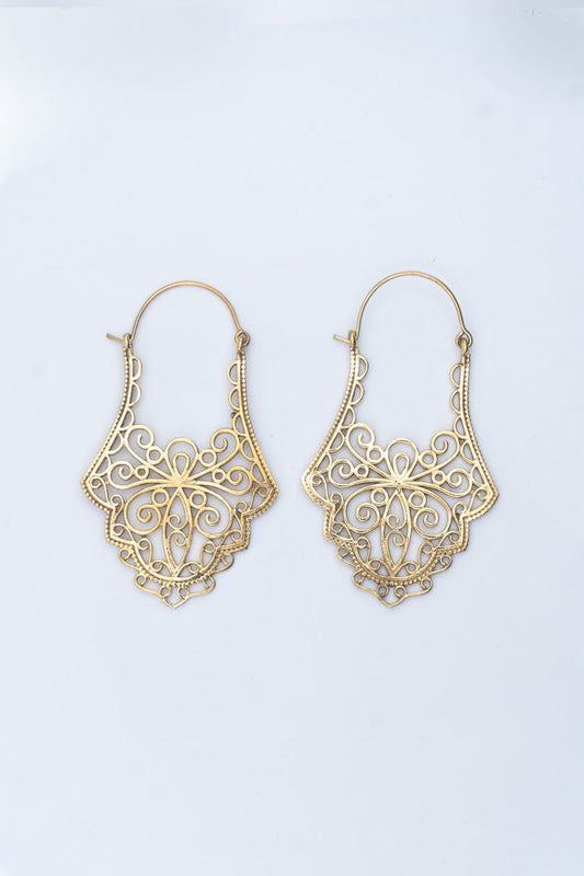 Mandala Drop Hoop Earrings