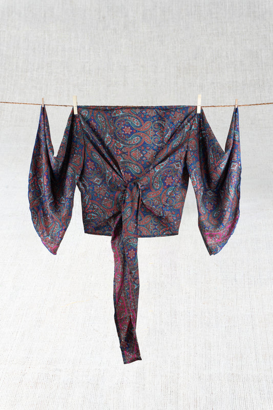 Azure Allure Silk Cropped Top