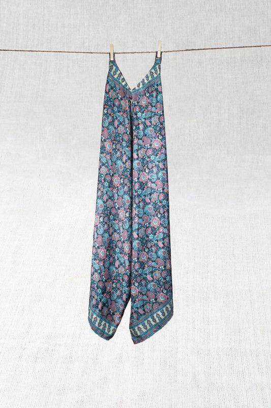 Navy Nightfall Silk Jumpsuit