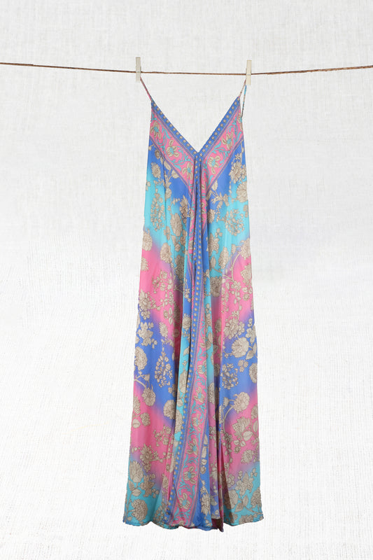 Hazy Taupe Silk Indian Short Dress.