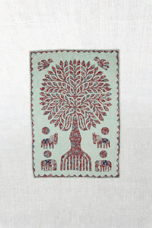 Verdant Visions Tree of Life Hand-Embroidered Tapestry