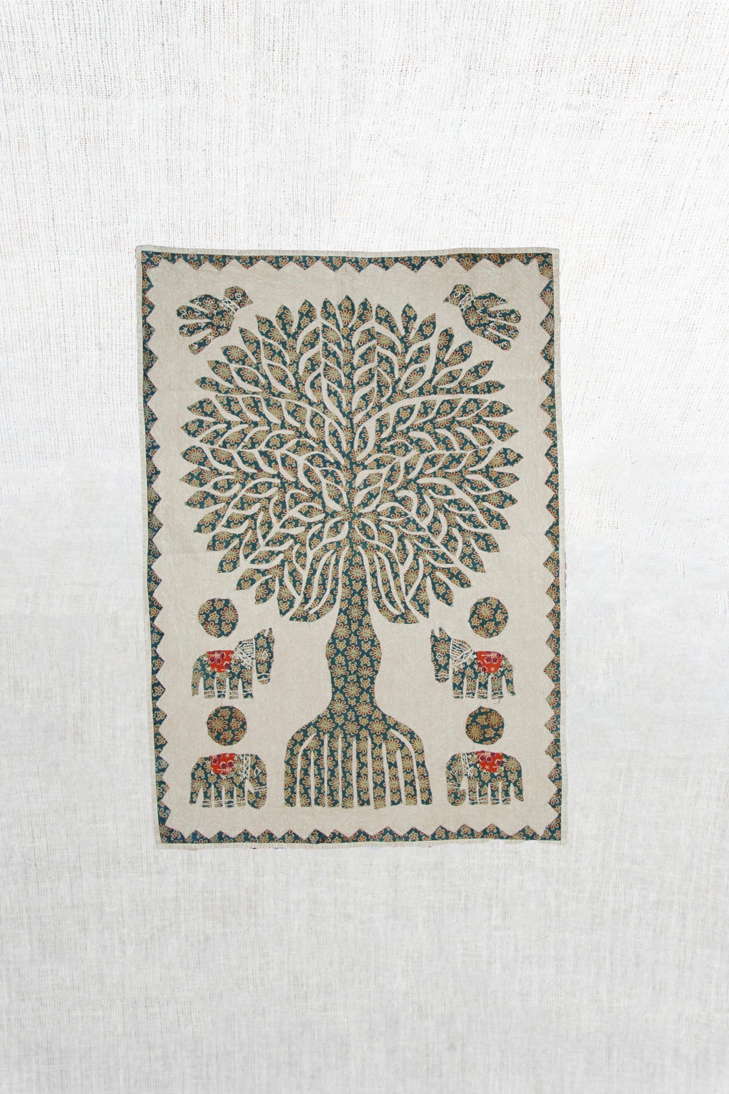 Olive Vineyard Tree of Life Hand-Embroidered Tapestry Small