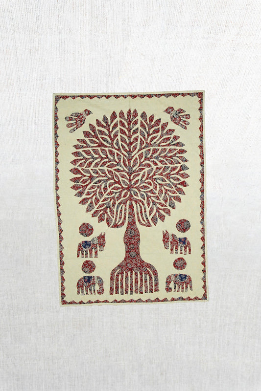 Ruby Roots Tree of Life Hand-Embroidered Tapestry Small