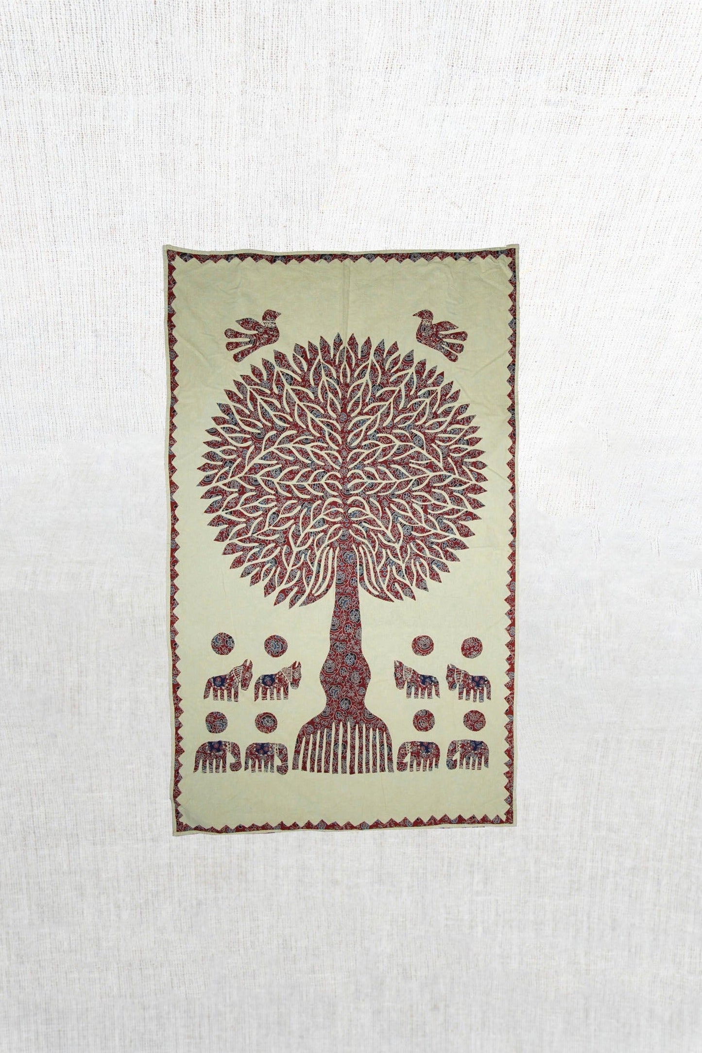 Mahogany Motif Tree of Life Hand-Embroidered Tapestry big