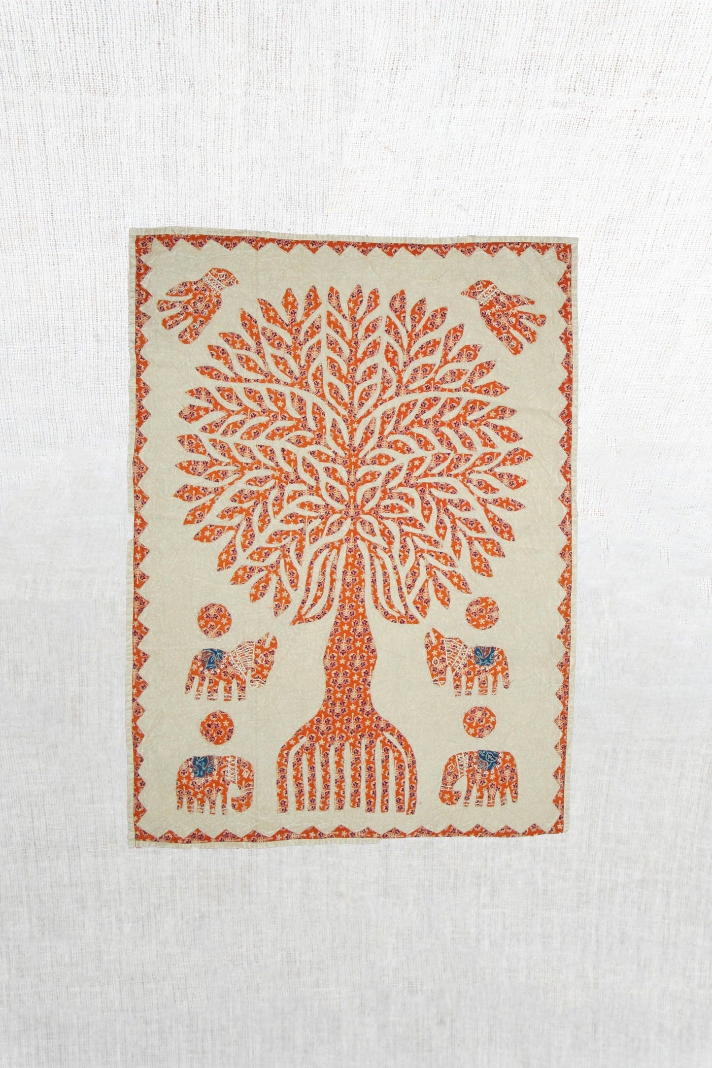 Scarlet Sanctuary Tree of Life Hand-Embroidered Tapestry Small