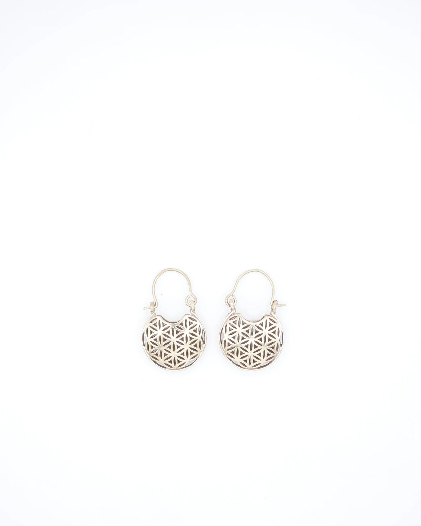 Flower of Life Purse Hoop Brass Earrings
