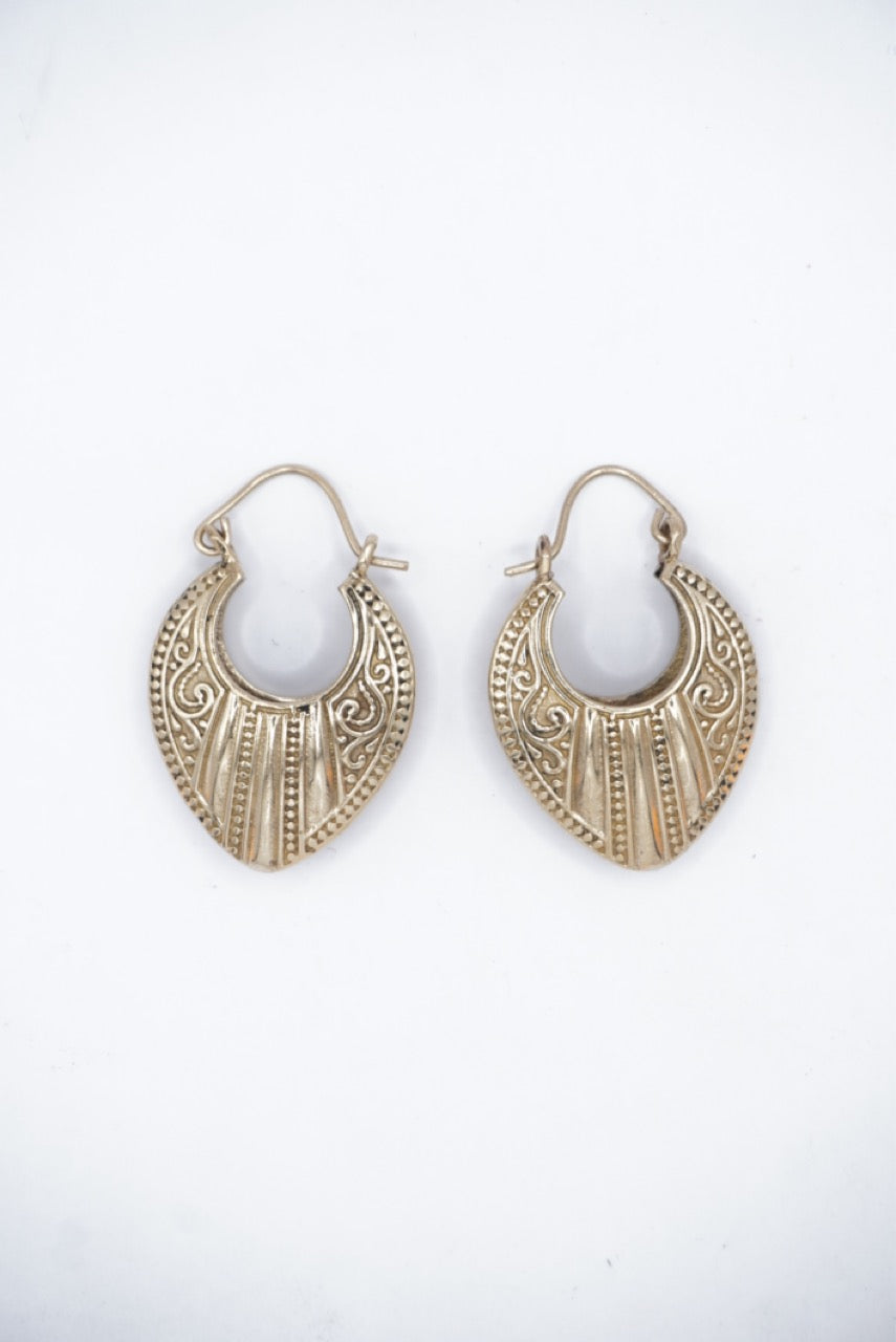 Ornate Hoop Brass Earrings