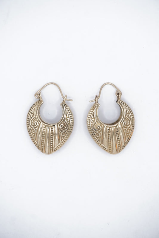 Ornate Hoop Brass Earrings