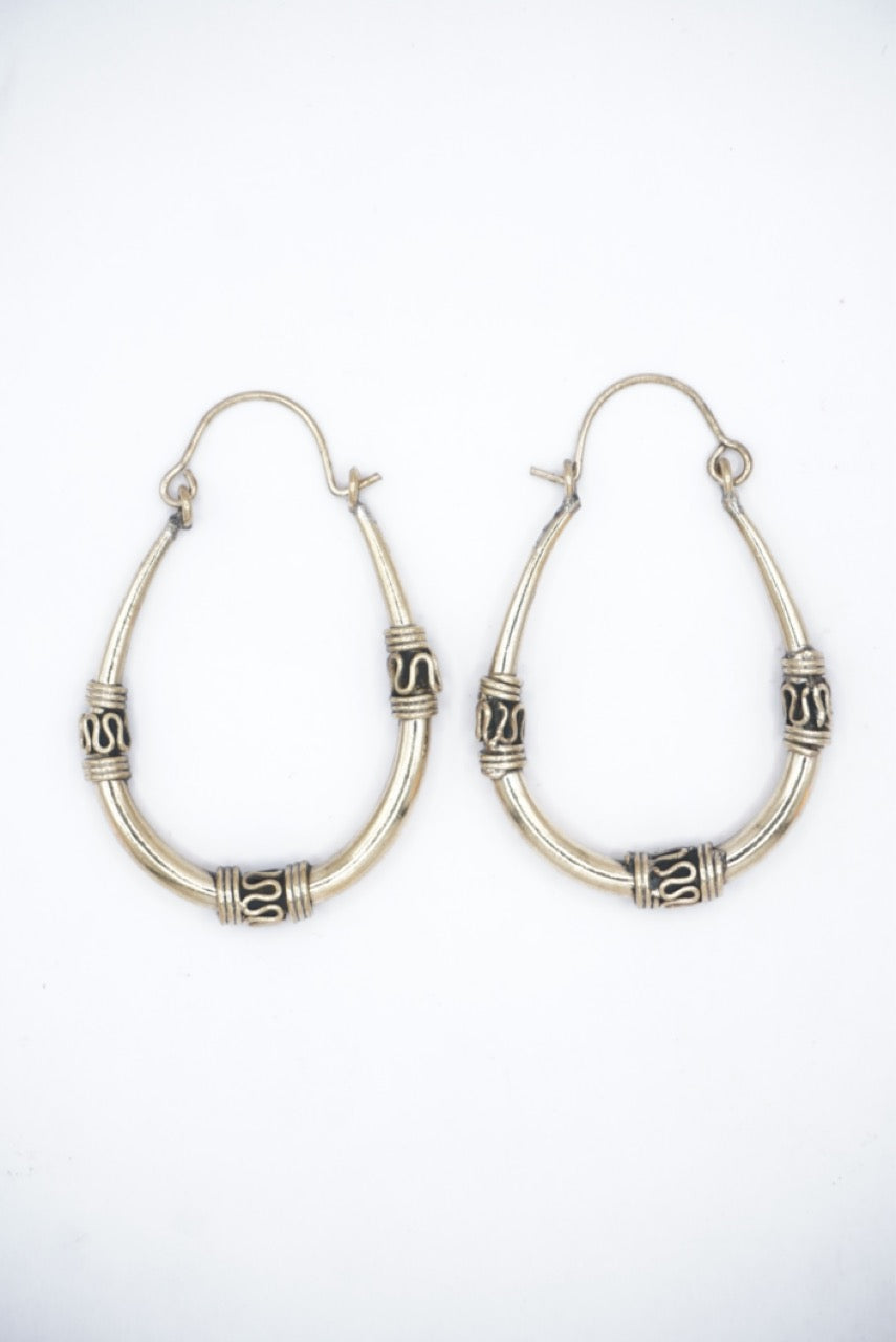 Studded Oval Classic Brass Hoops