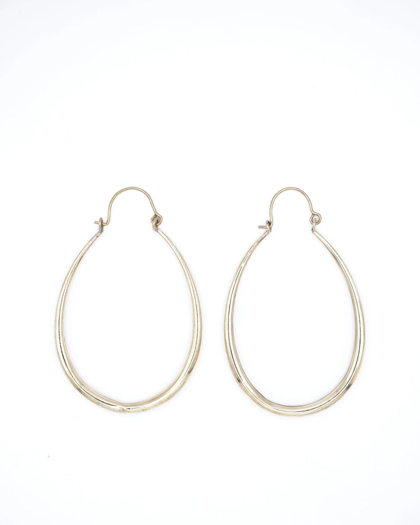 Sculpted Oval Classic Brass Hoops