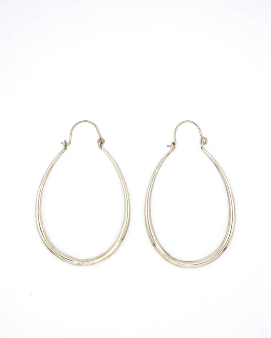 Sculpted Oval Classic Brass Hoops