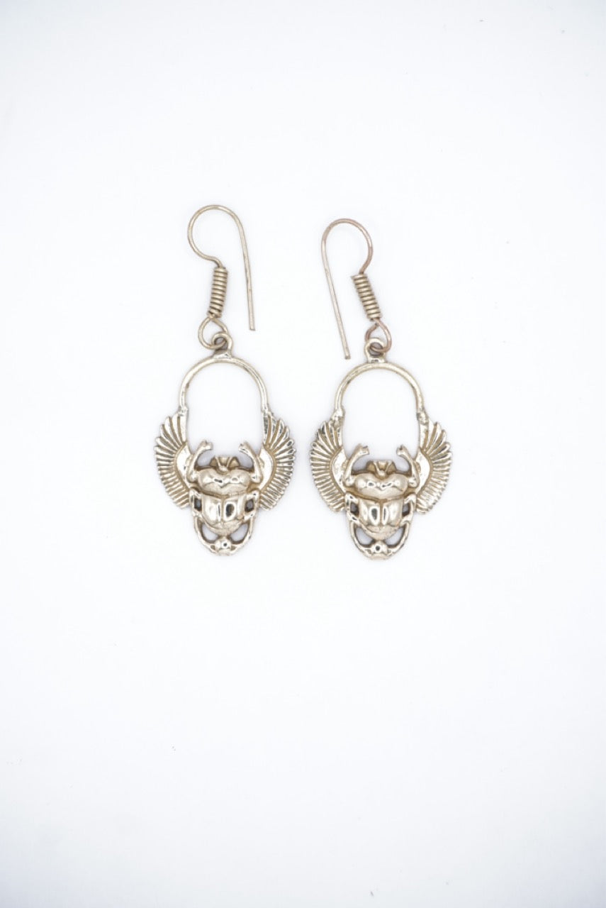 Pharaonic Beetle Dangle Earrings