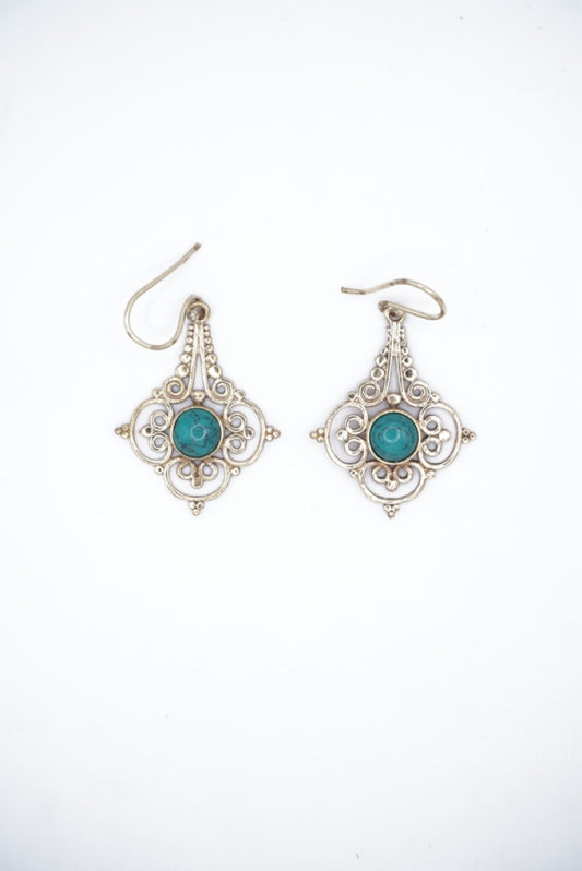 Colored Engraved Stone Dangle Earrings