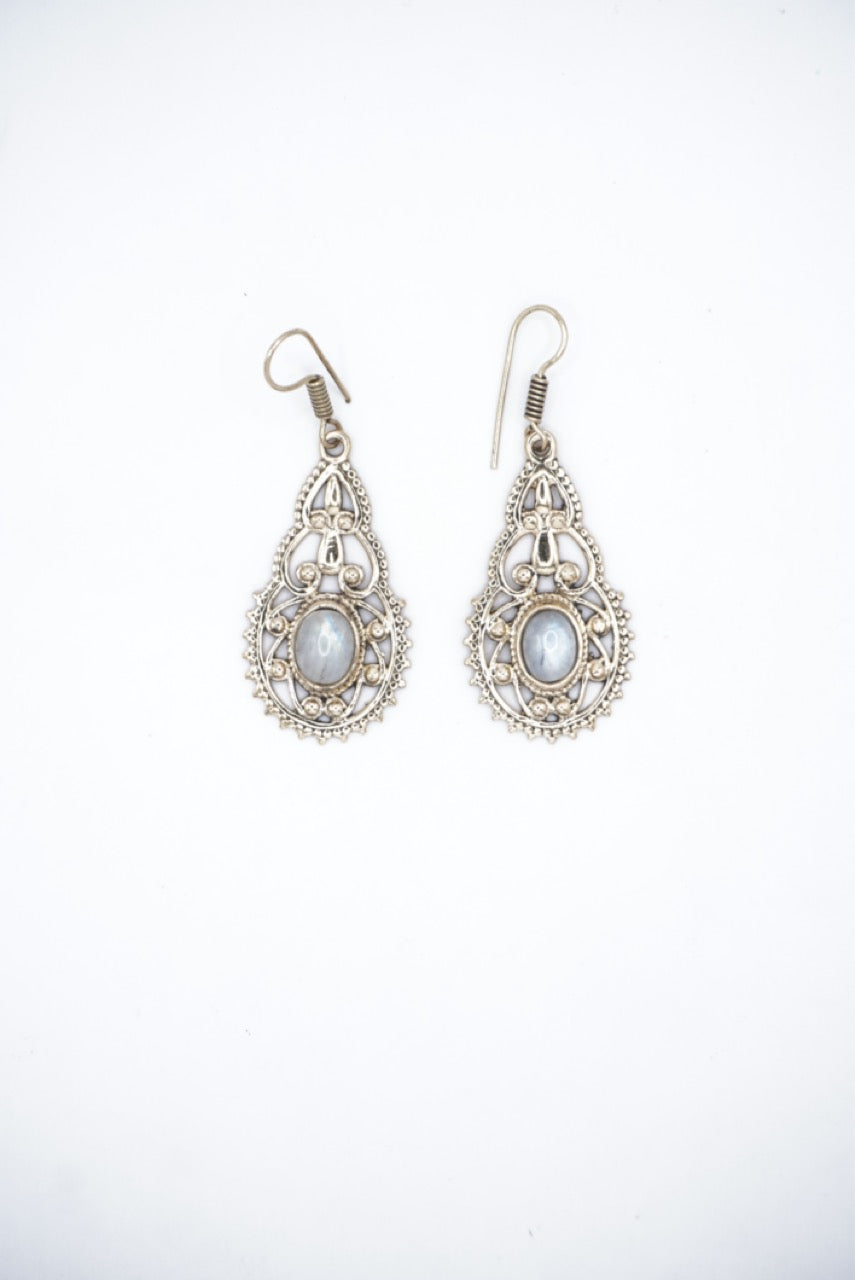 Moonstoned Dangle brass Earrings