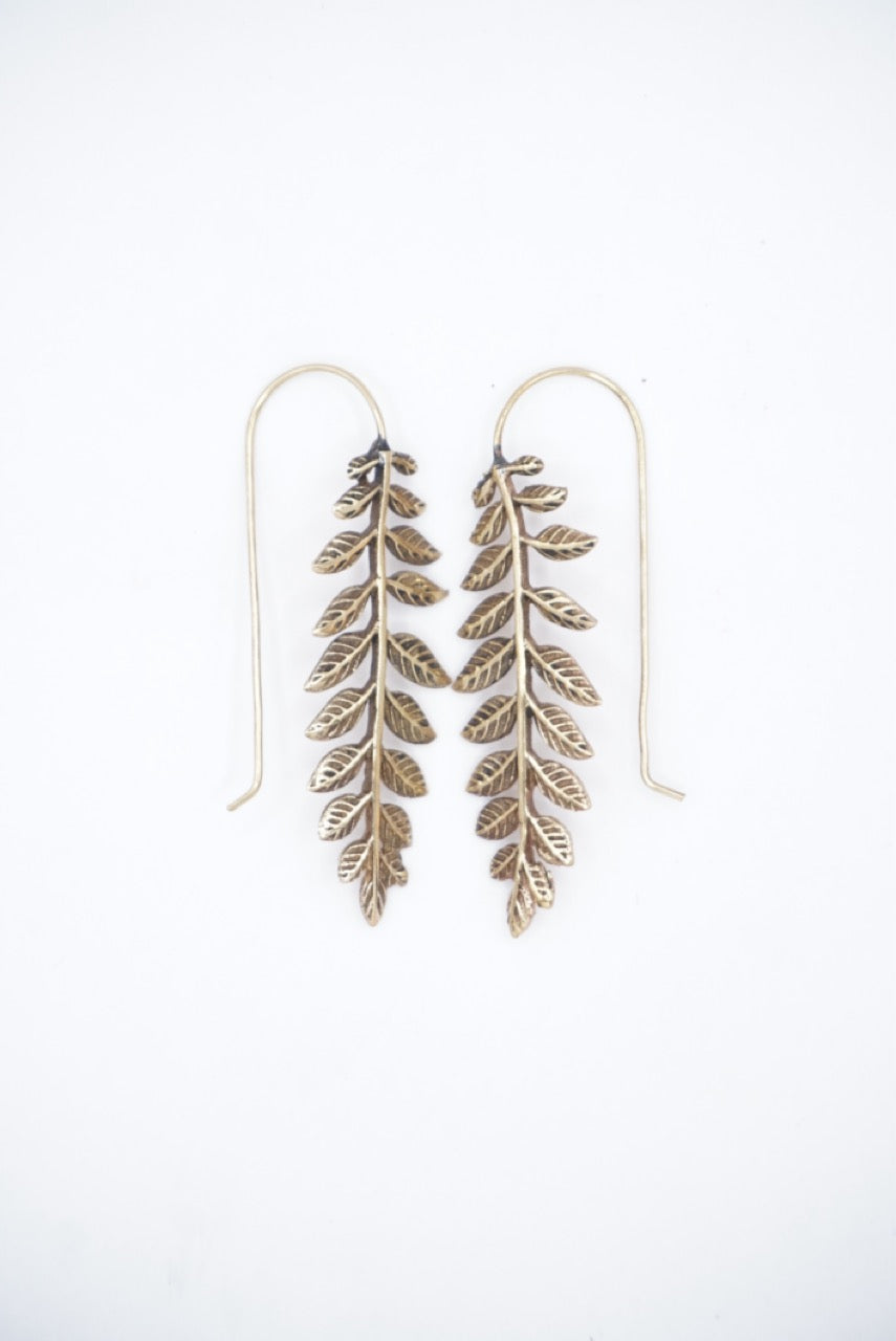 Leafs Dangle Brass Earrings
