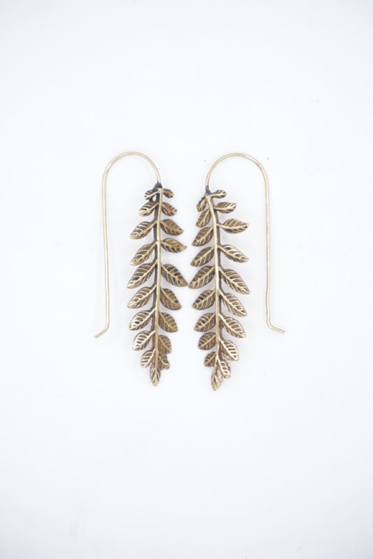 Leafs Dangle Brass Earrings