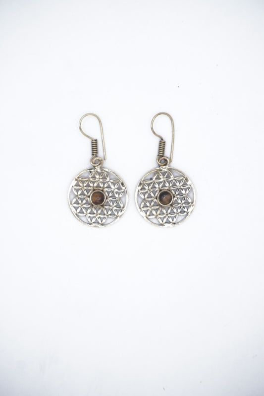 Flower of Life Stone Dangle Earrings