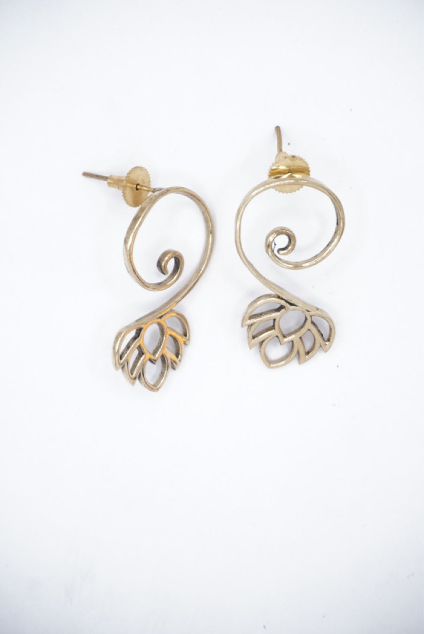 Charm Lotus Dangle Brass Earrings