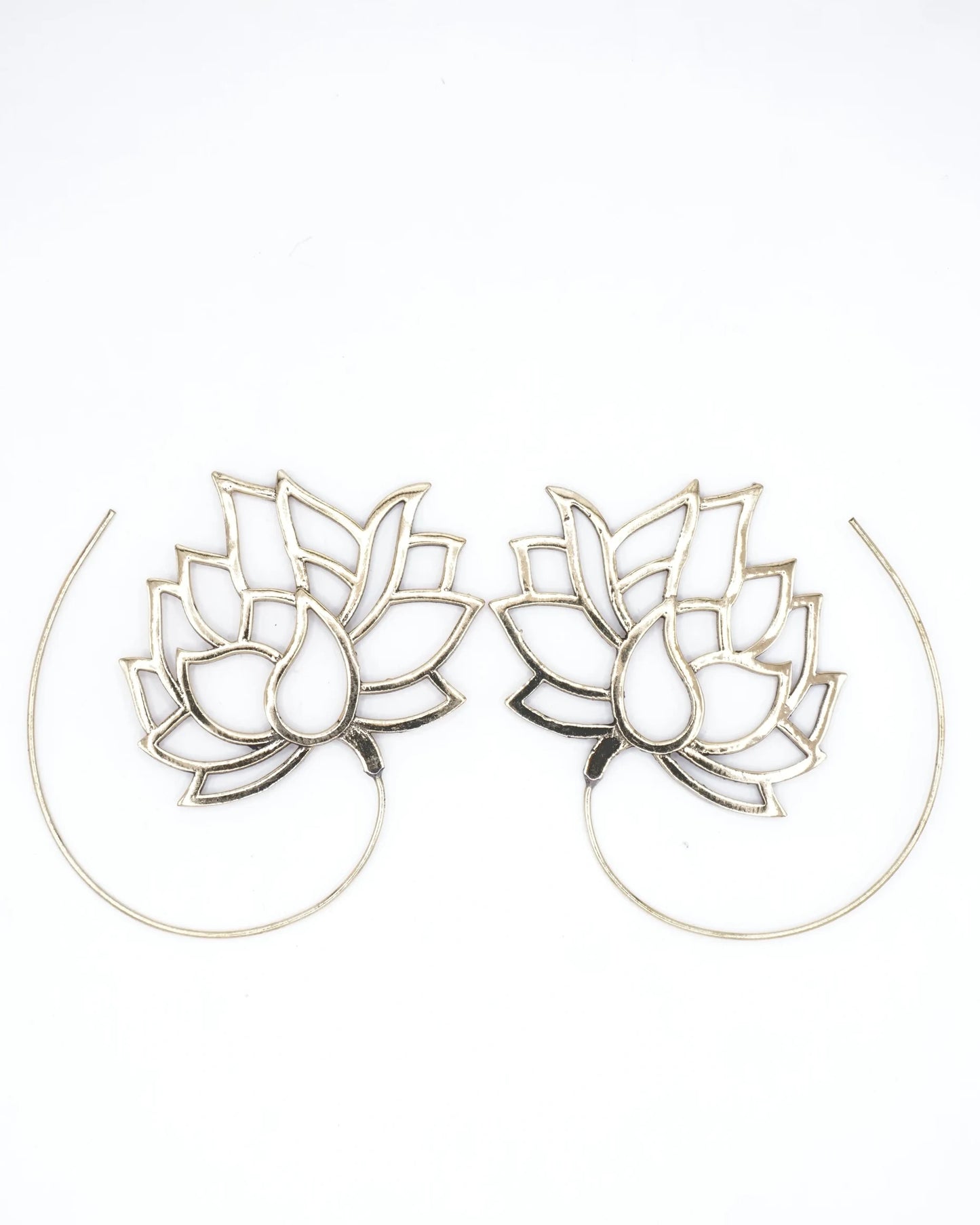 Boho Lotus Spiral brass Earrings