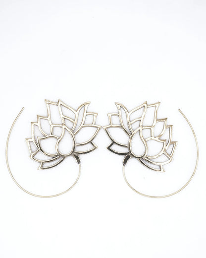 Boho Lotus Spiral brass Earrings