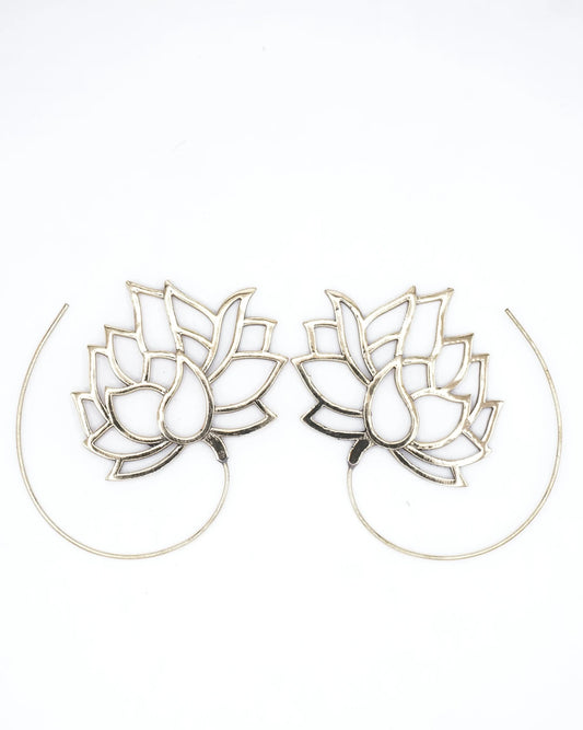 Boho Lotus Spiral brass Earrings